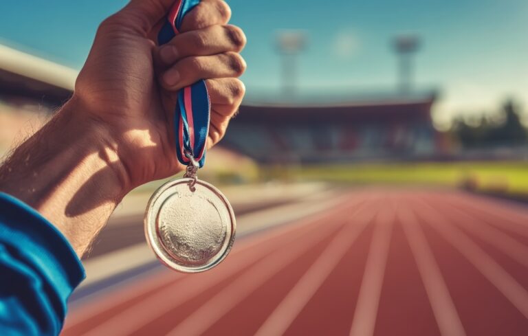 Medal on a trackfield
